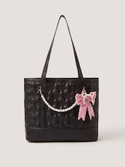 Monsoon Black Bow Quilted School Tote Bag - Image 1 of 4