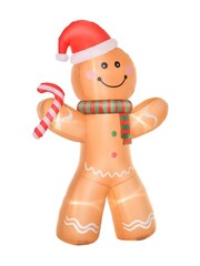 Homcom Yellow Outdoor 8ft Inflatable Christmas Gingerbread Man Decoration - Image 2 of 4