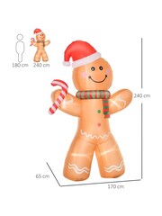 Homcom Yellow Outdoor 8ft Inflatable Christmas Gingerbread Man Decoration - Image 4 of 4