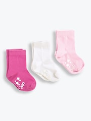 JoJo Maman Bébé Pink 3-Pack Short Cotton Socks - Image 1 of 1
