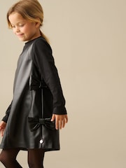 Angel & Rocket Black Briony Faux Leather Pinny Dress Set - Image 3 of 4