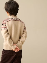 Angel & Rocket Natural Oakley Fairisle Placemnt Zip Neck Jumper - Image 2 of 4