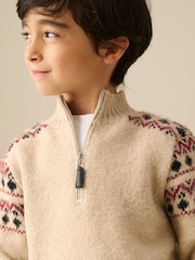 Angel & Rocket Natural Oakley Fairisle Placemnt Zip Neck Jumper - Image 4 of 4