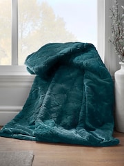 Catherine Lansfield Green Teddy Cosy and Soft Diamond Fleece Throw - Image 1 of 4