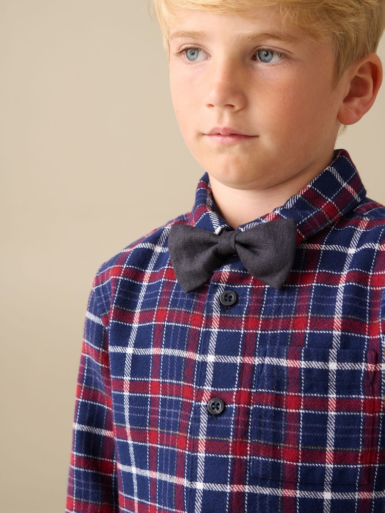 Angel & Rocket Blue Abel Check Shirt With Bow Tie - Image 3 of 3