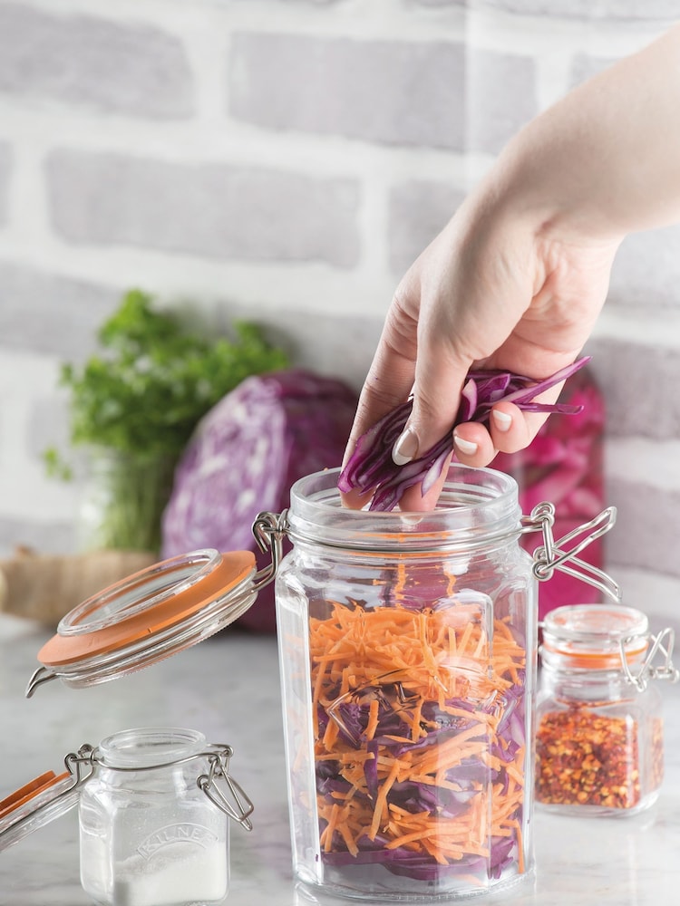 Kilner Clear Three Facetted Clip Top 0.95 Litre Jar - Image 2 of 3