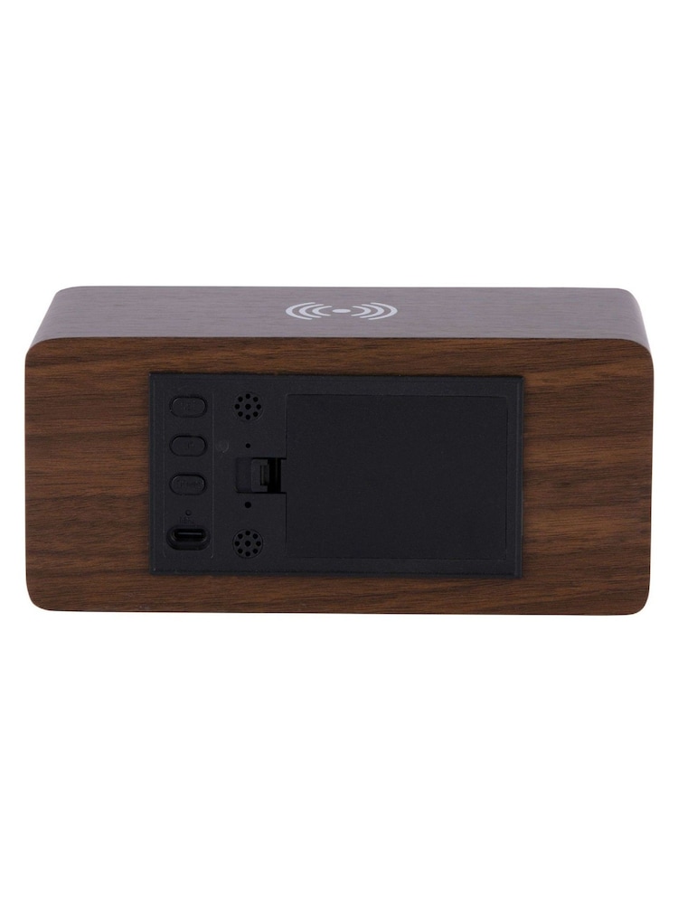 Karlsson Dark Wood Retro LED Alarm Cock - Image 5 of 5 Karlsson Dark Wood Retro LED Alarm Cock - Image 5 of 5
