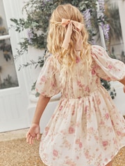 Cream/Pink Floral Chiffon Corsage Dress (3-16yrs) - Image 4 of 8