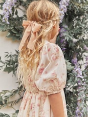 Cream/Pink Floral Chiffon Corsage Dress (3-16yrs) - Image 6 of 8