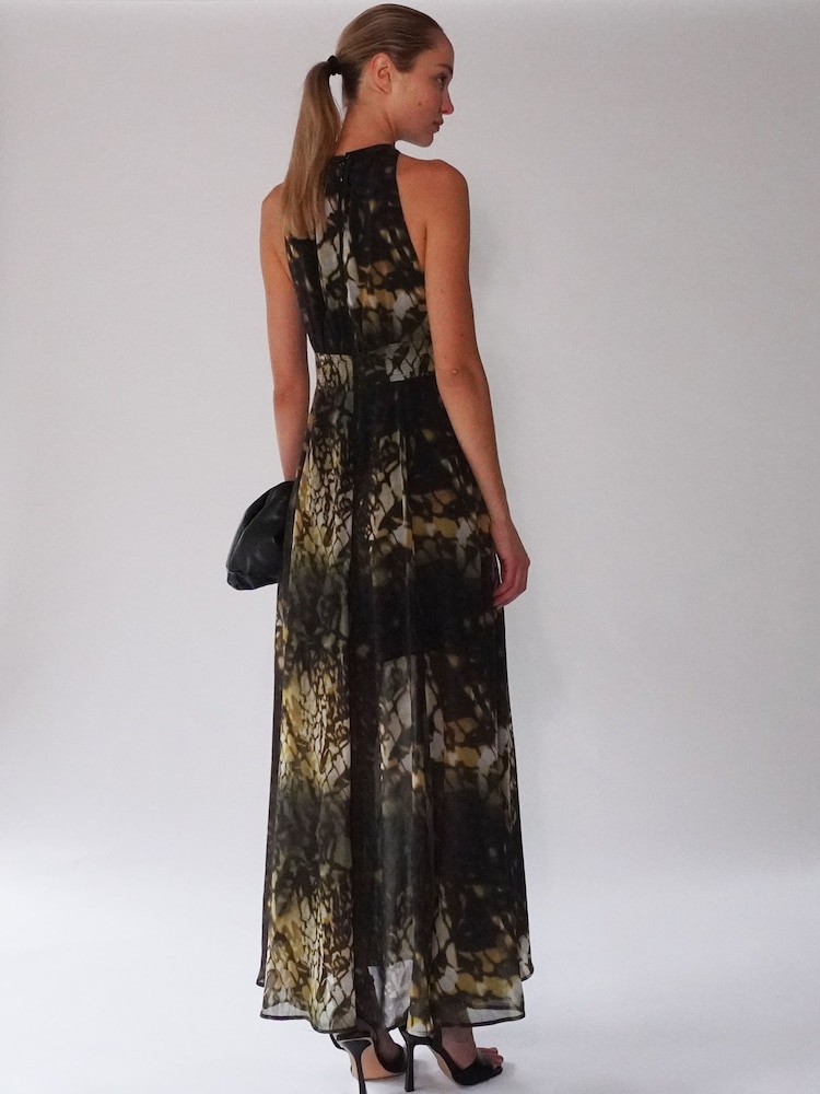 Religion Black Halterneck Maxi Dress In Beautiful Golden and Black Print - Image 2 of 5 Religion Black Halterneck Maxi Dress In Beautiful Golden and Black Print - Image 2 of 5