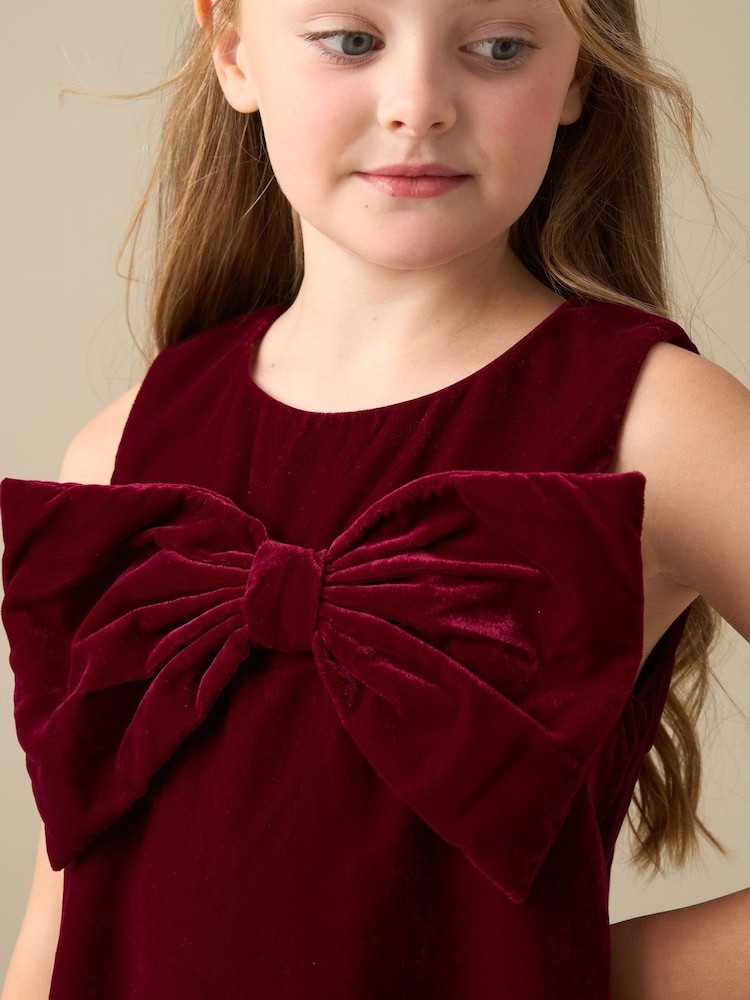 Angel & Rocket Red Clea Velvet Bow Shift Dress - Image 4 of 4