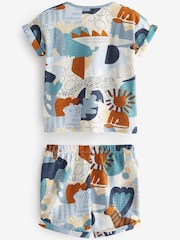 Blue/Tan Brown Safari 4 Piece Baby T-Shirts And Shorts Set - Image 2 of 2