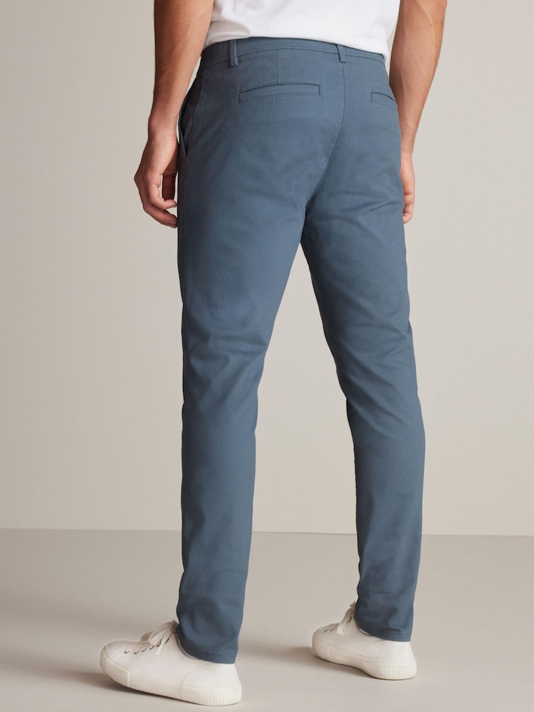 Mid Blue Stretch Skinny Fit Chino Trousers - Image 3 of 8