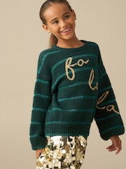 Angel & Rocket Green Cici Fa La La Knitted Jumper - Image 3 of 7