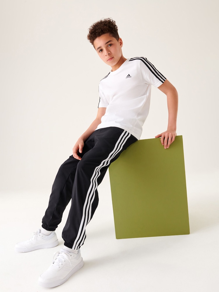 adidas White Essentials 3 Stripes 100% Cotton T-Shirt - Image 2 of 10