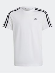 adidas White Essentials 3 Stripes 100% Cotton T-Shirt - Image 6 of 10