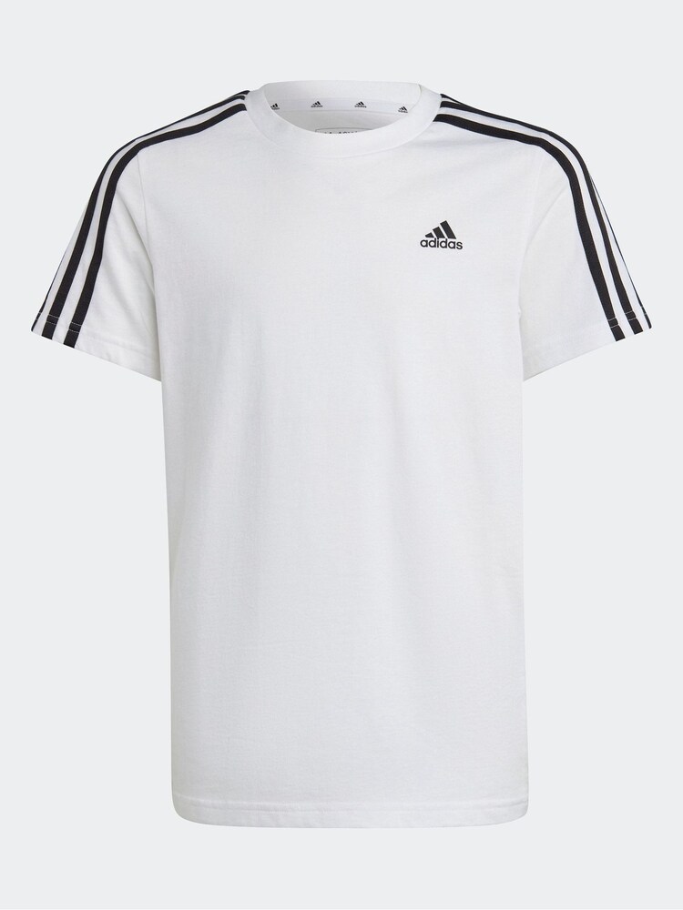 adidas White Essentials 3 Stripes 100% Cotton T-Shirt - Image 6 of 10