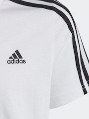 adidas White Essentials 3 Stripes 100% Cotton T-Shirt - Image 8 of 10