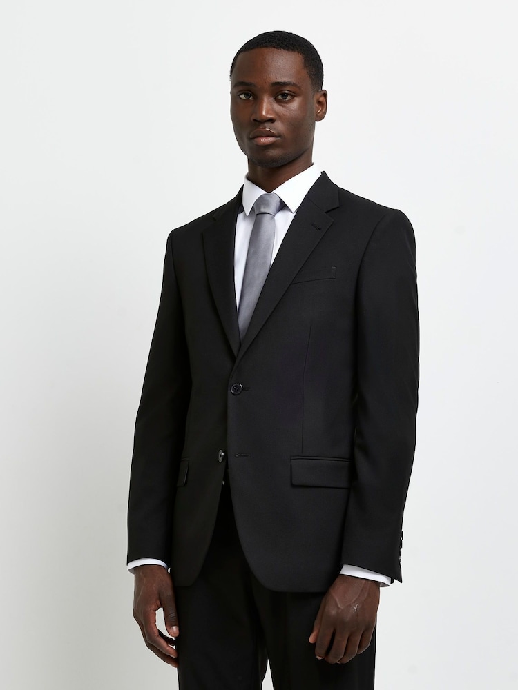 River Island Slim Twill Black Suit: Jacket - Image 1 of 1