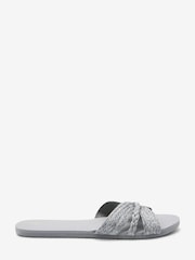 Blue Raffia EVA Flat Mule Slider Sandals - Image 1 of 4