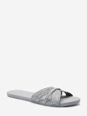 Blue Raffia EVA Flat Mule Slider Sandals - Image 2 of 4