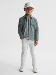Reiss Duck Egg Tampa Senior Twin Pocket Overshirt - Image 1 of 6