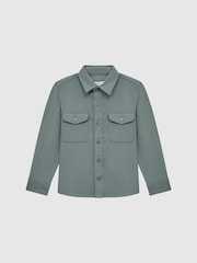 Reiss Duck Egg Tampa Senior Twin Pocket Overshirt - Image 2 of 6