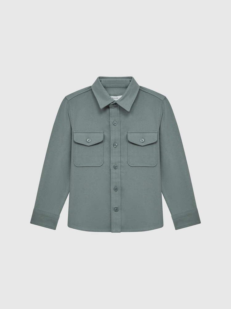 Reiss Duck Egg Tampa Senior Twin Pocket Overshirt - Image 2 of 6