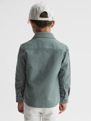 Reiss Duck Egg Tampa Senior Twin Pocket Overshirt - Image 5 of 6