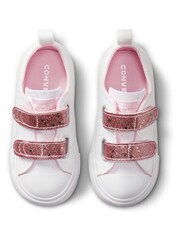 Converse White/Pink Shine 2V Easy On Infant Trainers - Image 4 of 7