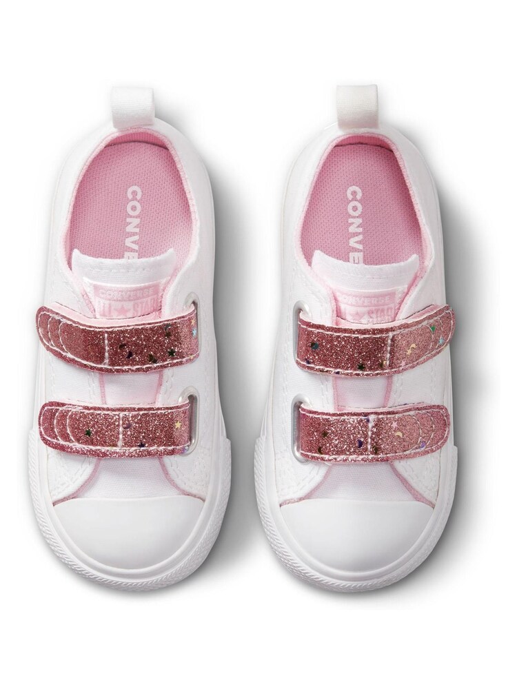 Converse White/Pink Shine 2V Easy On Infant Trainers - Image 4 of 7