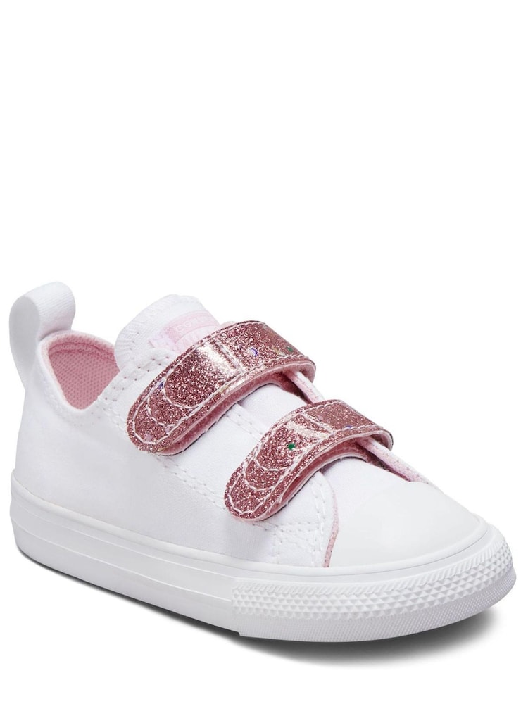 Converse White/Pink Shine 2V Easy On Infant Trainers - Image 5 of 7
