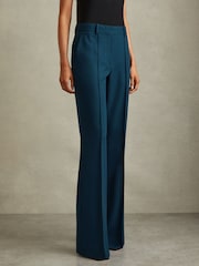 Reiss Teal Jade Wool Blend Wide Leg Suit Trousers - Image 1 of 6