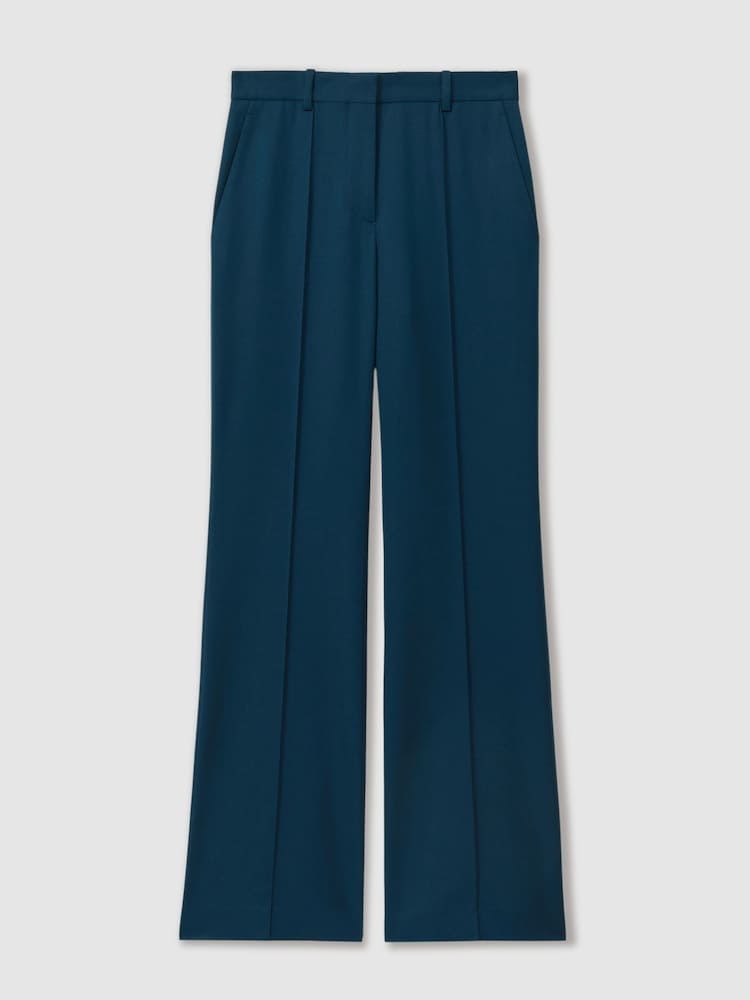 Reiss Teal Jade Wool Blend Wide Leg Suit Trousers - Image 2 of 6