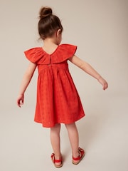 Red Cotton Broderie Dress (3mths-8yrs) - Image 3 of 6