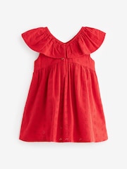 Red Cotton Broderie Dress (3mths-8yrs) - Image 5 of 6