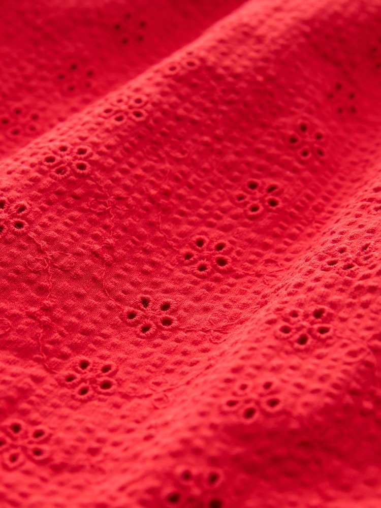 Red Cotton Broderie Dress (3mths-8yrs) - Image 6 of 6