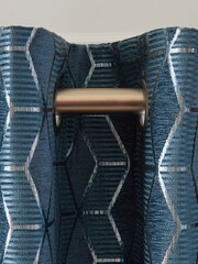 Blue Sparkle Geometric Eyelet Curtains - Image 5 of 6