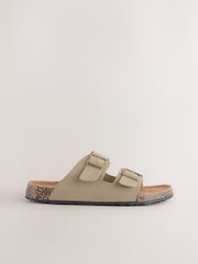 Taupe Leather Two Buckle Sandals - Image 2 of 7