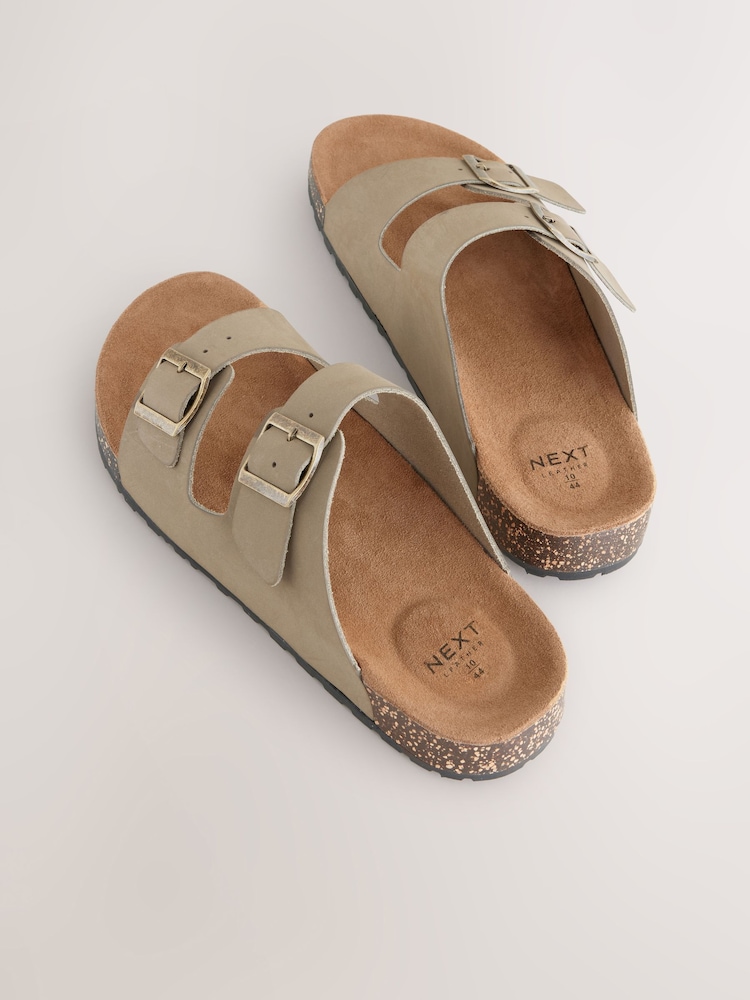 Taupe - Leather Two Buckle Sandals - Image 3 of 7