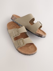 Taupe Leather Two Buckle Sandals - Image 5 of 7