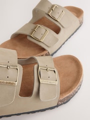 Taupe Leather Two Buckle Sandals - Image 7 of 7