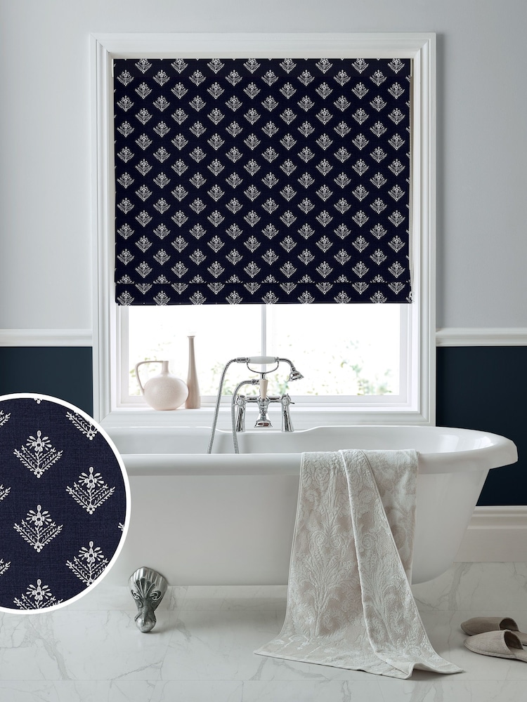 Laura Ashley Blue Lady Fern Made To Measure Roman Blinds - Image 1 of 6