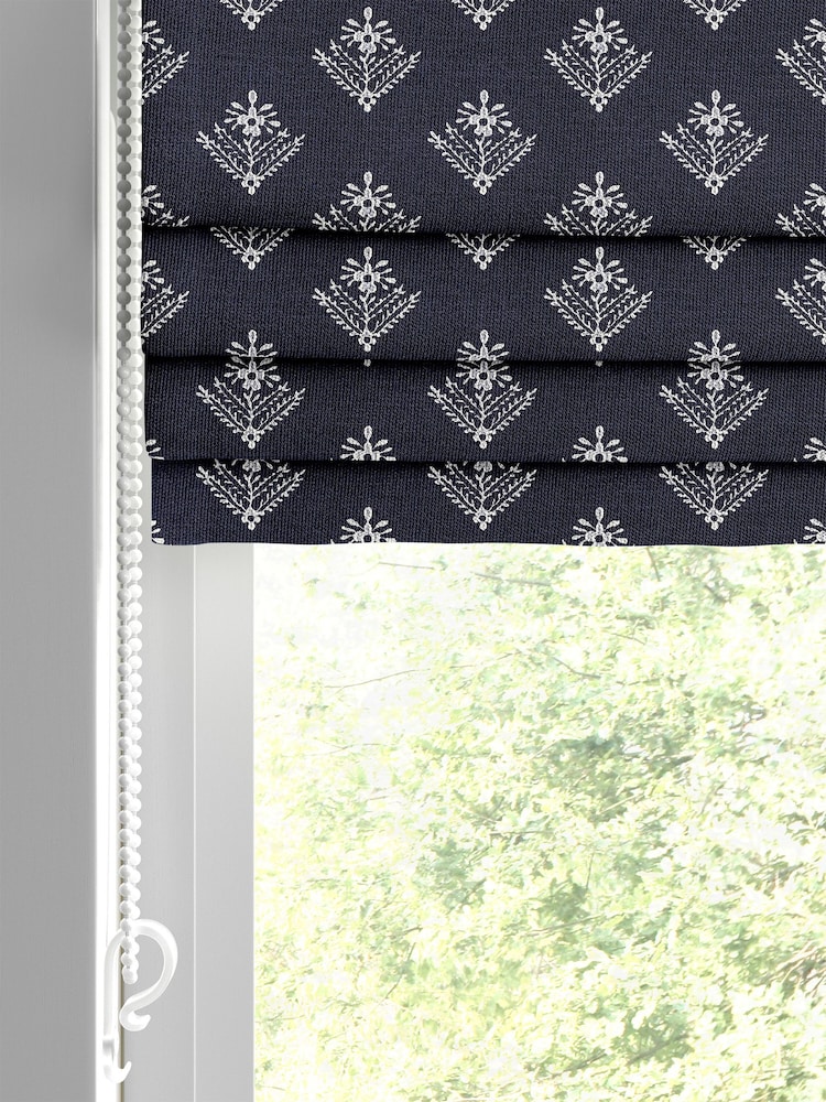 Laura Ashley Blue Lady Fern Made To Measure Roman Blinds - Image 2 of 6