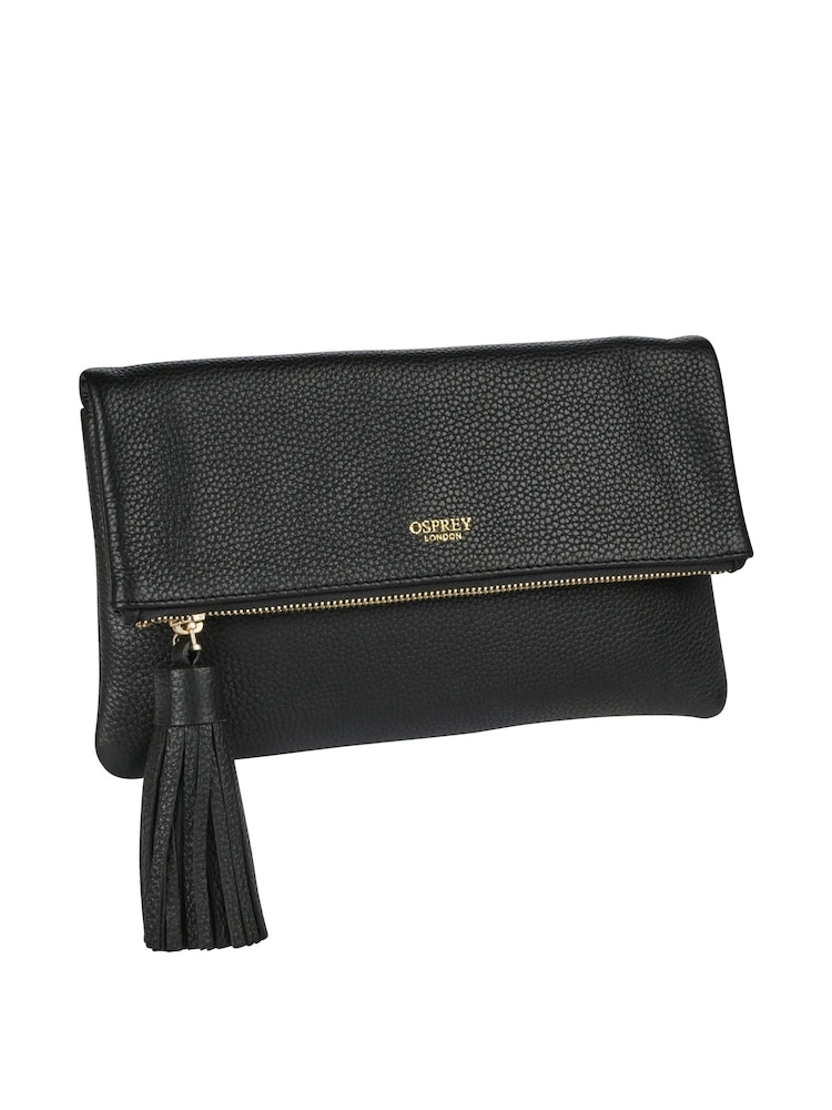 Schwarz schwarz - Osprey London Bexley Clutch aus genarbtem Leder - Bild 2 von 4