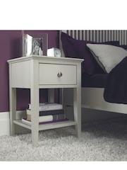Bentley Designs Cotton Grey Ashby 1 Drawer Bedside Table - Image 1 of 3