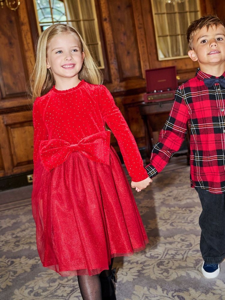 Angel & Rocket Red Elsie Velvet Tulle Dress - Image 1 of 6 Angel & Rocket Red Elsie Velvet Tulle Dress - Image 1 of 6