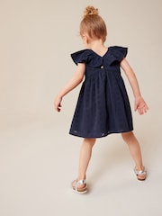 Navy Blue Cotton Broderie Dress (3mths-8yrs) - Image 3 of 7