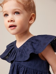 Navy Blue Cotton Broderie Dress (3mths-8yrs) - Image 4 of 7