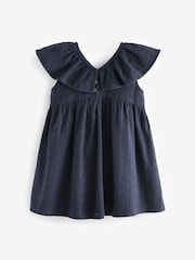 Navy Blue Cotton Broderie Dress (3mths-8yrs) - Image 6 of 7